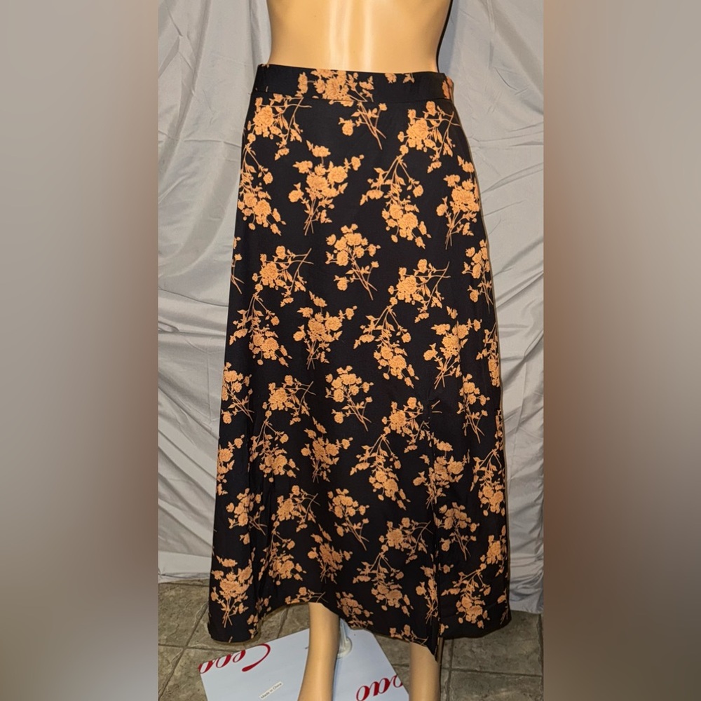 Floral Black and Orange Women's Skirt
